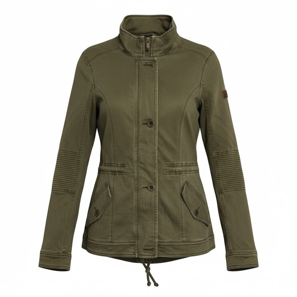 Hollister California Womens Jacket Size M Olive Green Cotton Military Zip Button